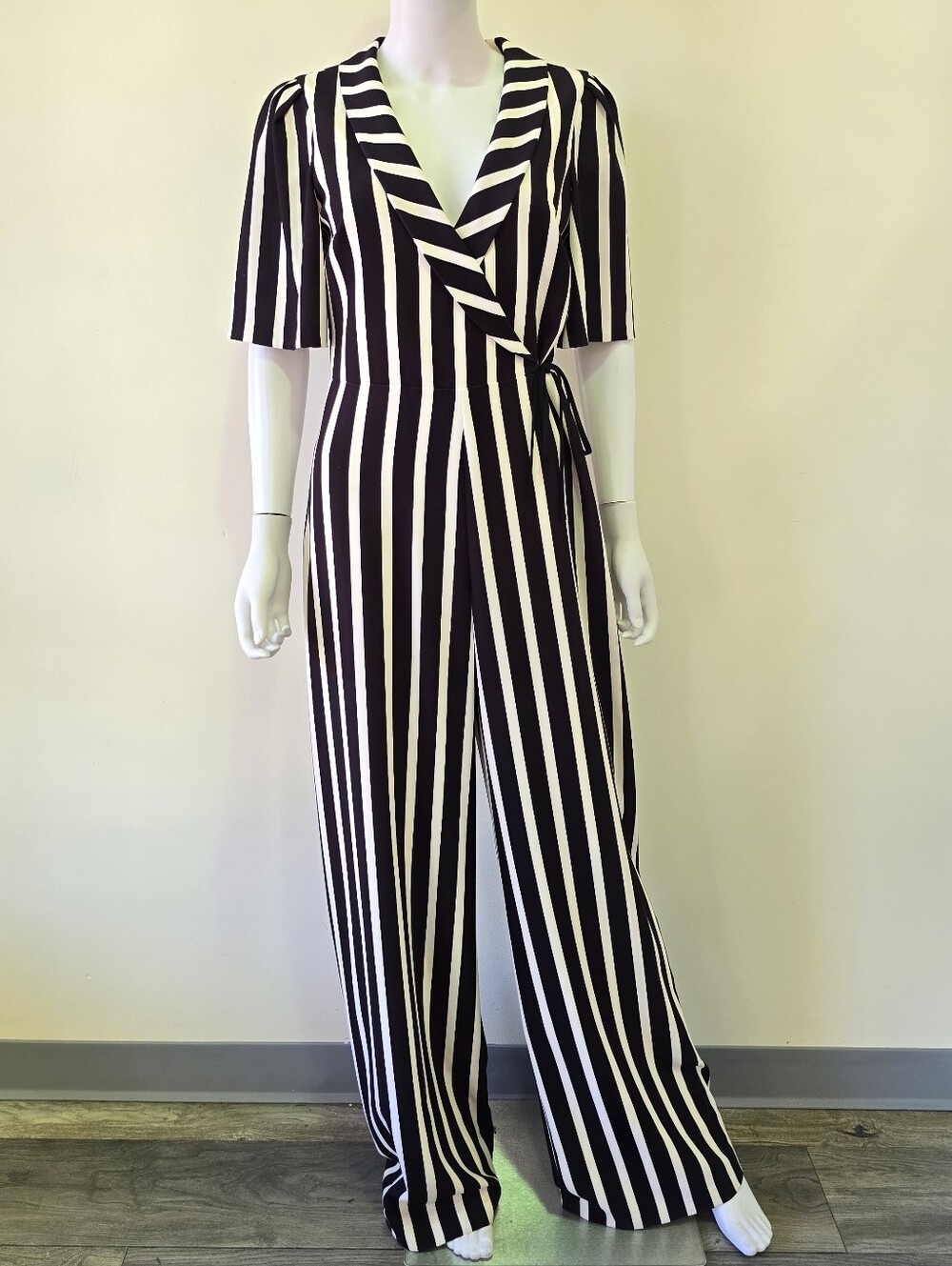 Alice & Olivia Luana Striped Wrap Effect Jumpsuit